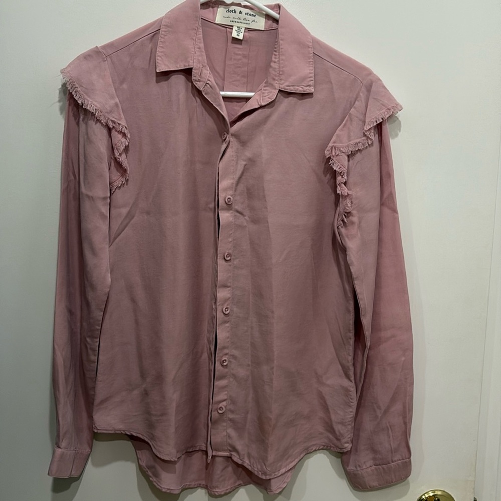 Cloth And Stone Anthropology, Extra Small Pink Button-Down, Long Sleeve